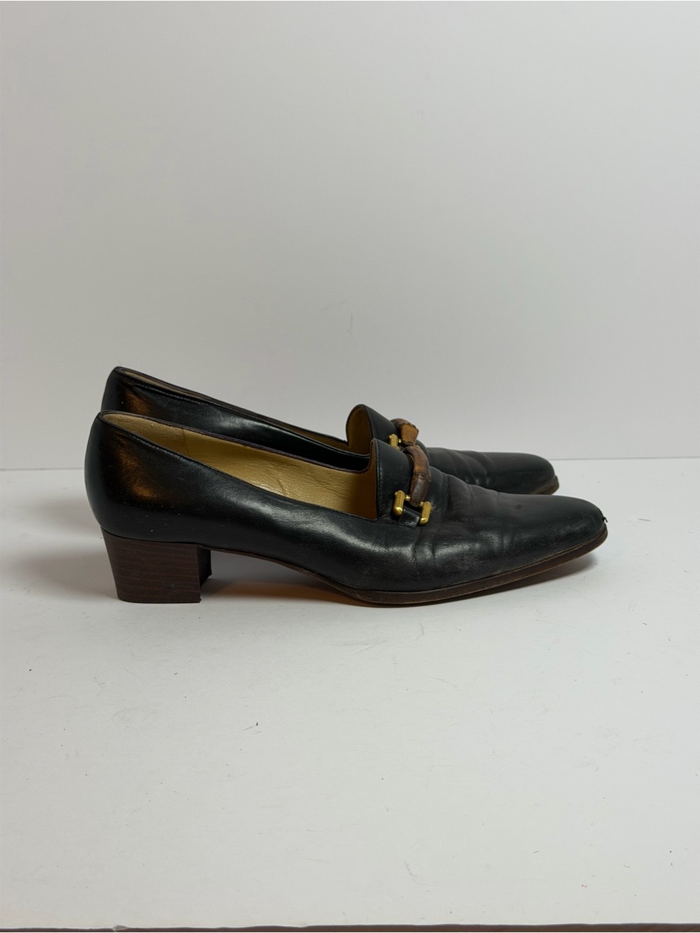 Gucci Black Leather Bamboo Details Loafers Size 36.5 PROJECT
